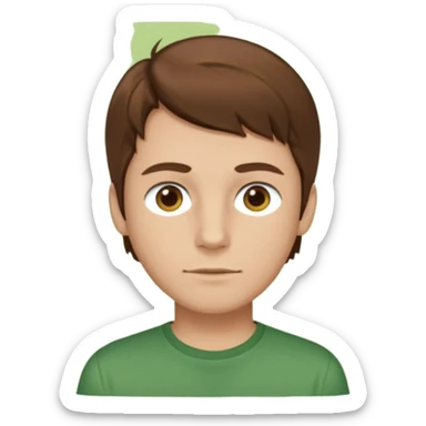 Dom Field brown hair, brown eyes, green shirt sticker