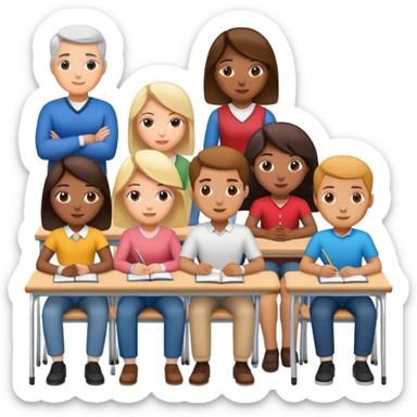 adults sitting in a classroom sticker