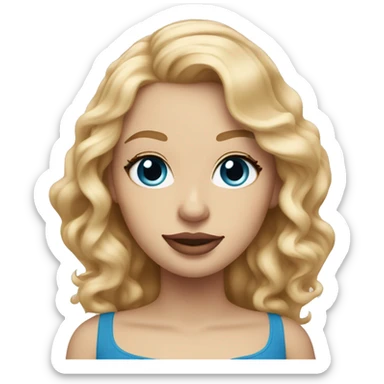 White strawberry blonde female with long wavy hair and blue eyes and pink lips sticker
