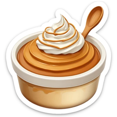 Dulce de leche in a ramekin with cream on top sticker