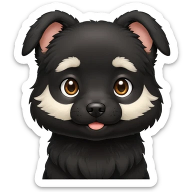 a little cute black dog saying "默默哒" sticker