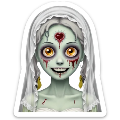 sweet smiling zombie bride sticker