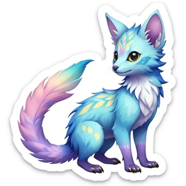 Epic Feral Rare Fantasy shiny pastel Vernid-Trico-species by LiLaiRa, random markings, tufted tail, tufted ears, full body sticker