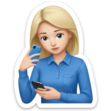 girl holding a phone posing bent over  sticker