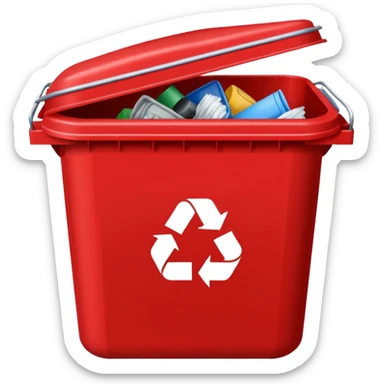 RED BIN WITH "SOLID WASTE" WORD IN IT sticker