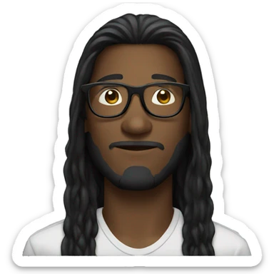 black long hair guy with eyewear sticker