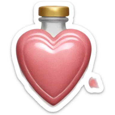 Antique heart-shaped parfumerie bottle with butter, made of red crystals, white cream and pink strawberry milk pour from the bottle sticker