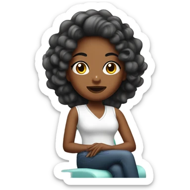 g girl sitting in a beauty salon sticker