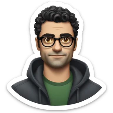 young oscar isaac with glasses and clean shaven short hair sticker