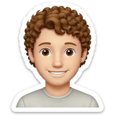 A white boy with curly brown hair not too curly but wavy in a low taper fade sticker