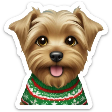 yorkshire terrier puppy in the christmas sweater sticker