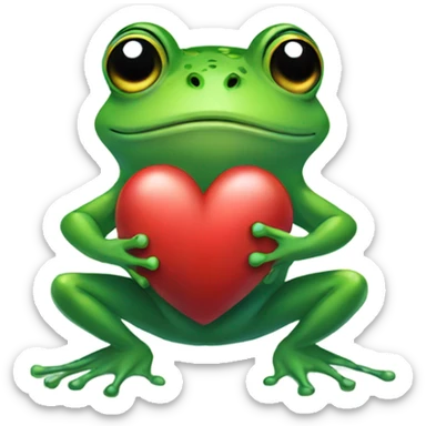 Frog holding heart sticker