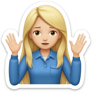 blonde cartoon girl long hair making time out gesture sticker