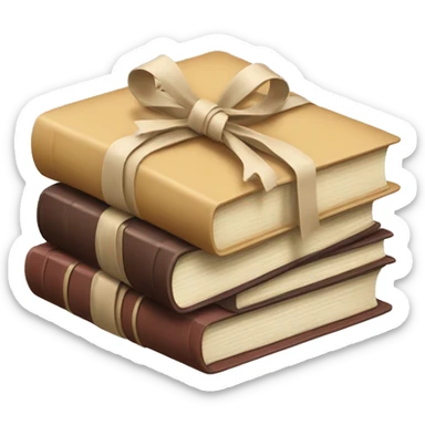  books stacked up and tied together by a beige bow sticker