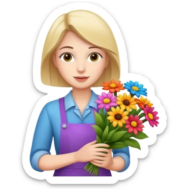 a beautiful bouquet of flowers in the hands of a florist sticker