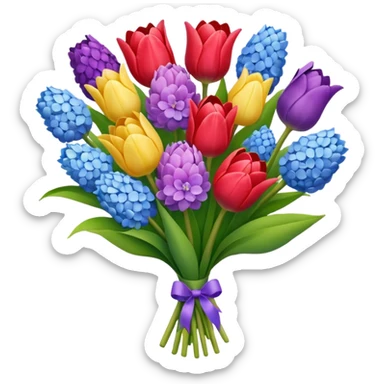 tulip, hyacinth and hydrangeas boquet in one hand held boquet  sticker