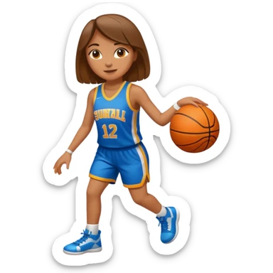 apple style emoji of a basketball girl player with a sunny, summer vibe, representing 'Sunshine Handles' for July sticker