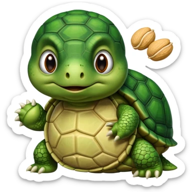 Frowning turtle holding 2 peanuts sticker