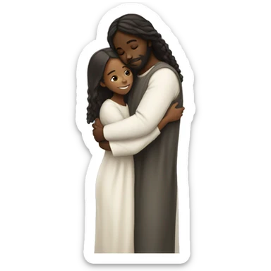 Black Girl hugging Jesus sticker
