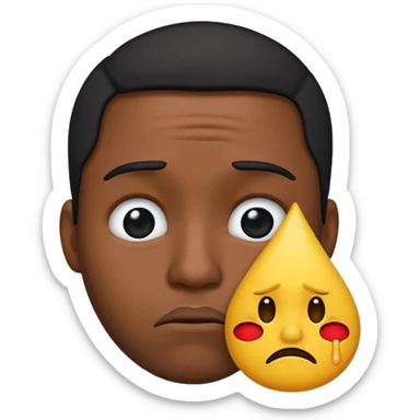 Black man emoji shedding a tear with a frown sticker