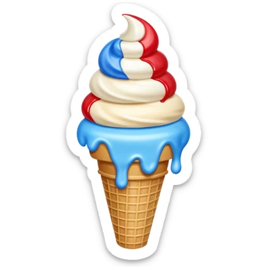 Red white and blue ice cream cone sticker