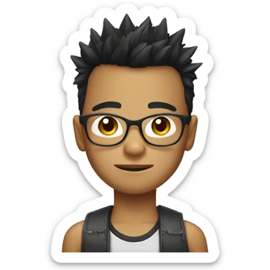 make a very short filipino boy with glasses and spiky hair sticker