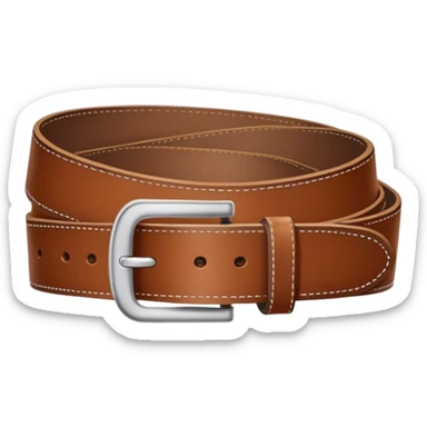 A belt with neat stitching and a classic silver buckle — no background, standalone sticker