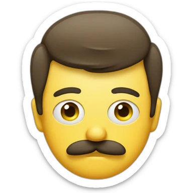 mustache style with a round yellow emoji face in the form of a confused expression sticker