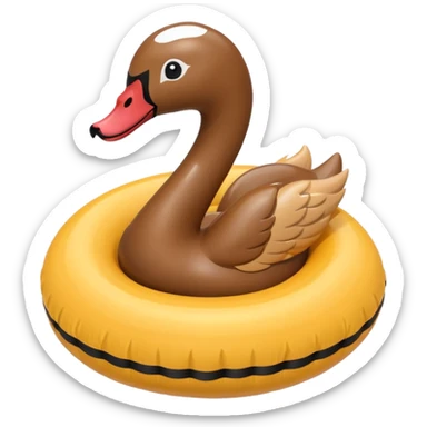 Brown swan floatie inner tube sticker