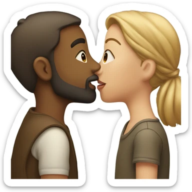 Girl kiss a boy with beard  sticker