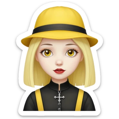 gothic girl with yellow hat sticker