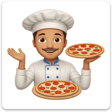 smiling Italian chef spinning pizza dough sticker