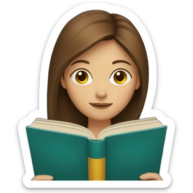 Woman with brown hair reading a book sticker