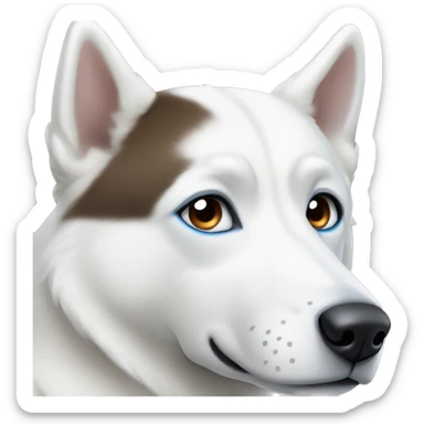 white husky with one blue eye and one brown eye sticker
