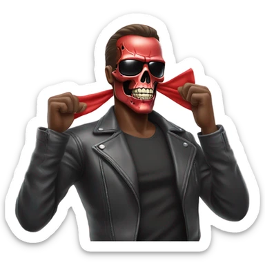 Terminator dancing with red handkerchief in left hand sticker