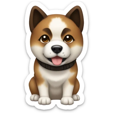 Akita with tortoise shell coloring, brown and black fur, without any white sticker