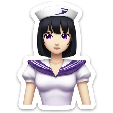 Sailor Saturn, black bob hair, purple eyes, anime charact sticker