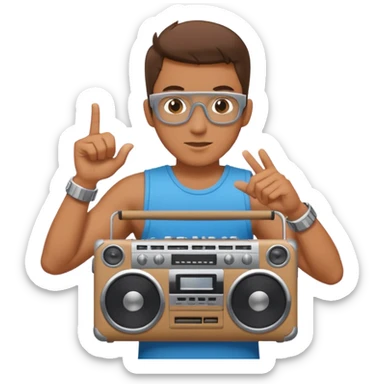 Man holding a boombox sticker