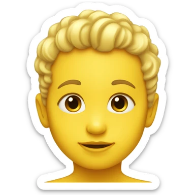 baby face, yellow skin, single curl. sticker