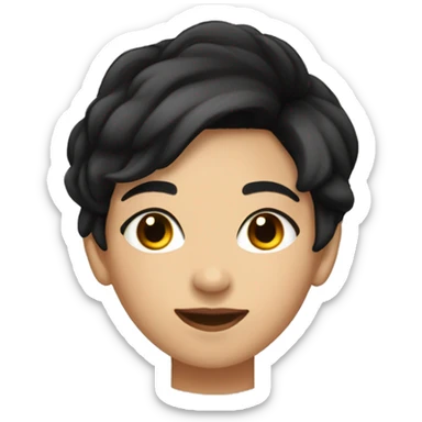 Lighter skinned lesbian girl with very short black boyish hair and brown eyes wearing all black sticker