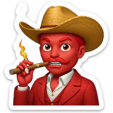 Diablito de cara roja con un cigarro pero el cigarro en la boca y menos humanoide sticker