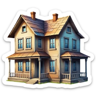 a house transforming into a derelict house, gradient effect sticker