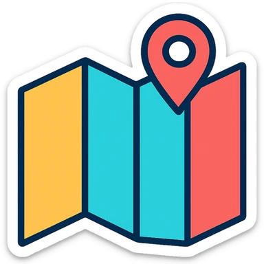 map icon, modern, simple, clear, color outline style sticker