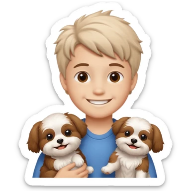 Kid with his shitzu sticker