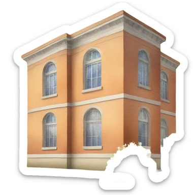 Watercolor paint school building sticker