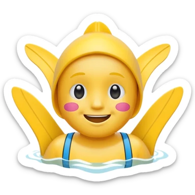 Pleading Face Emoji with swimming fins sticker