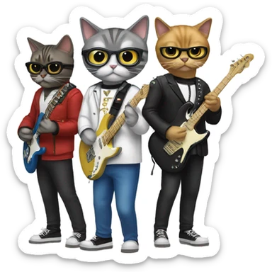4 cats dressed as the band weezer sticker