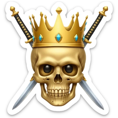 Golden skull with crown now make it with a worrior sowrd with a skull body whith a target on one of his eyes sticker