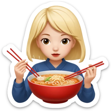 Girl eating ramen sticker