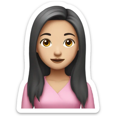 Asian girl with long hair wearing a pink dress sticker